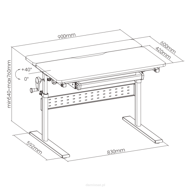 Biurko dziecięce regulowane XD SPE-X102WL 90x60 cm