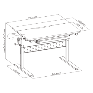 Biurko dziecięce regulowane XD SPE-X102WL 90x60 cm