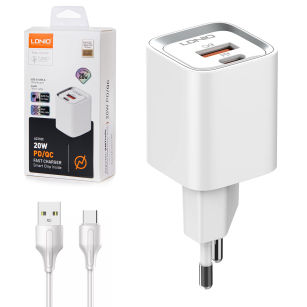 Ładowarka USB 20W PD QC3.0 kabel USB-A USB-C