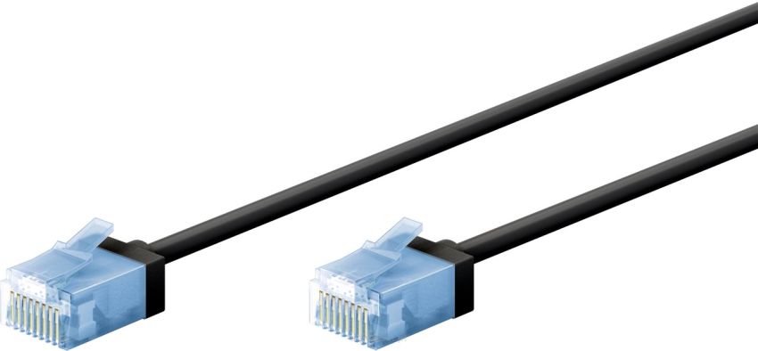 Kabel LAN Patchcord CAT 6A EXTRA FLEX czarny 1m