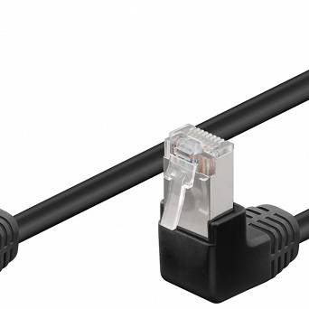 Kabel LAN Patchcord CAT 5E F/UTP 2x90 CZARNY 3m