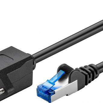 Kabel LAN Przedłużacz CAT 6A S/FTP czarny 1m
