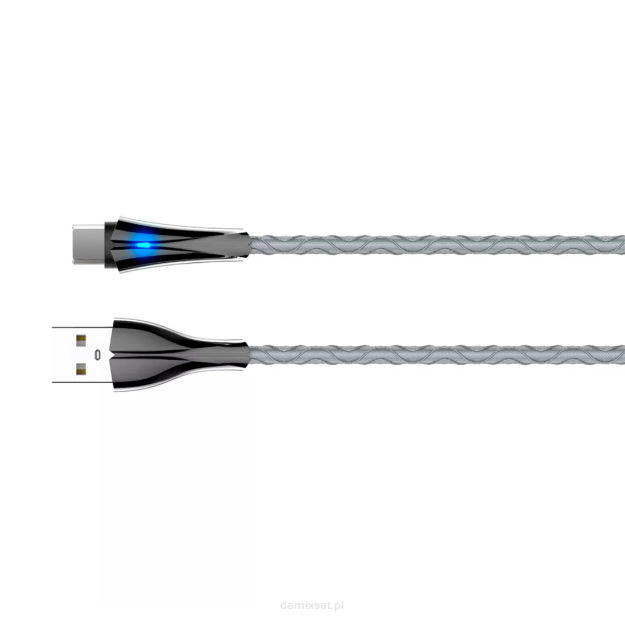 Kabel USB-A - USB-C LDNIO z LED 2m szary LS462C