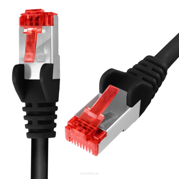 Kabel RJ45 CAT 6 S/FTP AWG27 LSZH czarny 30m