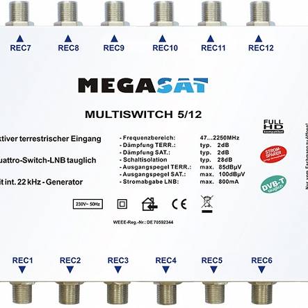Multiswitch MEGASAT 5/12 +zasilacz
