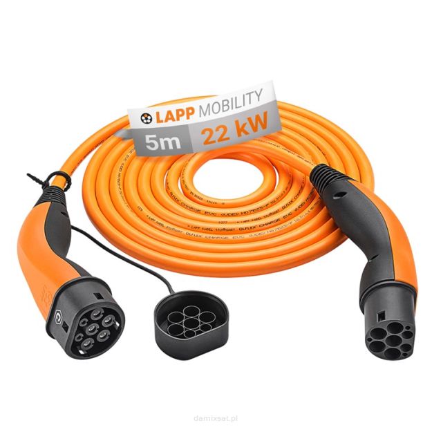 Kabel EV HELIX Type 2 LAPP 22kW 32A orange 5m