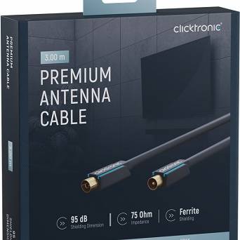 CLICKTRONIC Przyłącze TV IEC kabel antenowy 3m