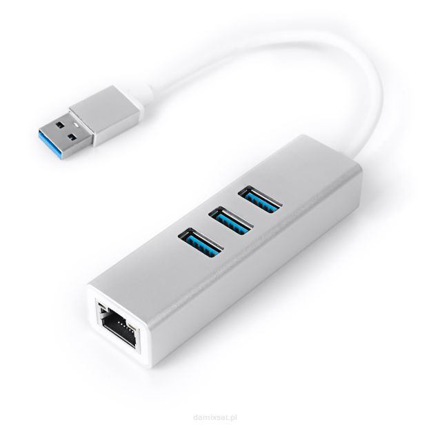 Multiport USB na 3 USB + RJ45 SPU-M07 srebrny