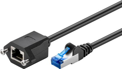 Kabel LAN Przedłużacz CAT 6A S/FTP czarny 0.5m