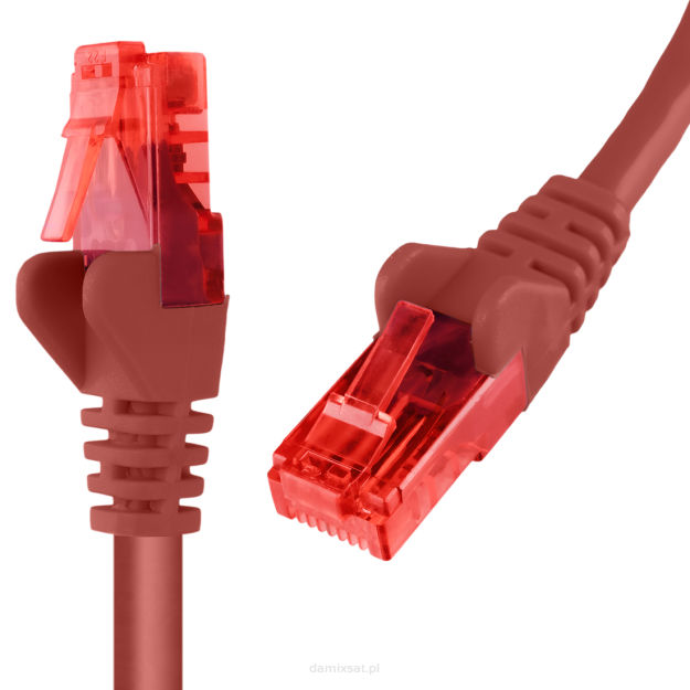 Kabel RJ45 CAT 6 U/UTP AWG24 czerwony 7.5m