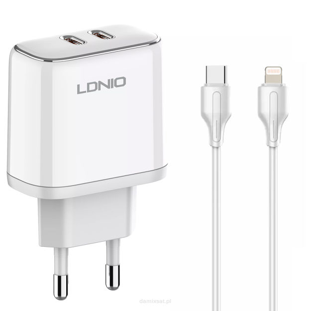 Ładowarka  2x USB-C 35W  kabel USB-C Lightning