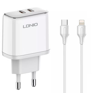 Ładowarka  2x USB-C 35W  kabel USB-C Lightning