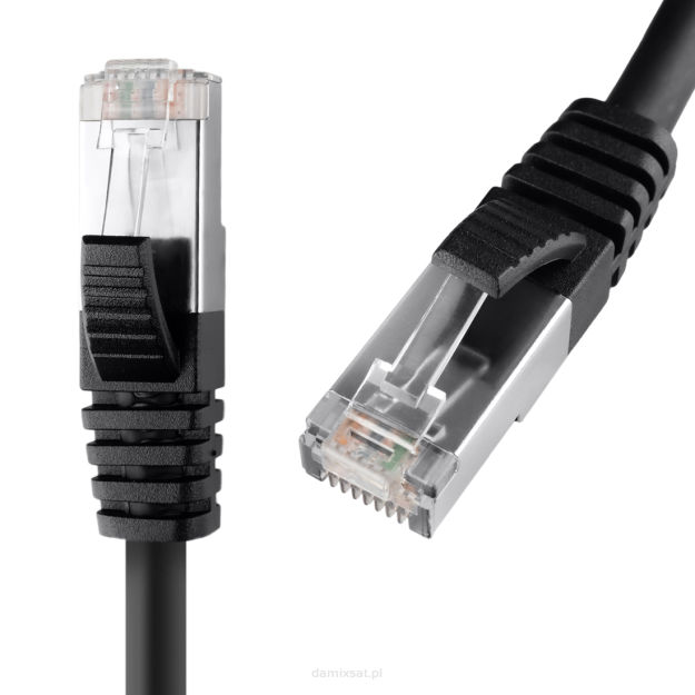 Kabel RJ45 CAT8 S/FTP AWG26 CU LSZH czarny 0.5m