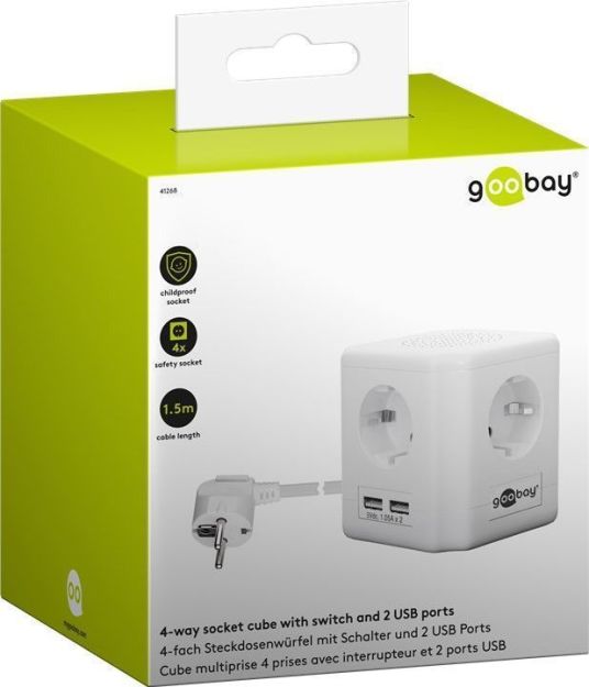 Listwa zasilająca CUBE kostka Goobay 4xAC 2xUSB