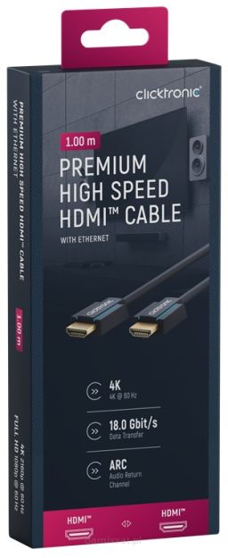 CLICKTRONIC Kabel HDMI 2.0 4K 60Hz 1m