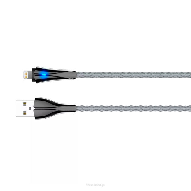 Kabel USB-A/Lightning LDNIO z LED 2m szary LS462L