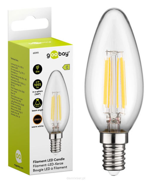 Żarówka LED FILAMENT 6W E14 2700K Candle Goobay C