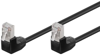 Kabel LAN Patchcord CAT 5E F/UTP 2x90 CZARNY 0.5m