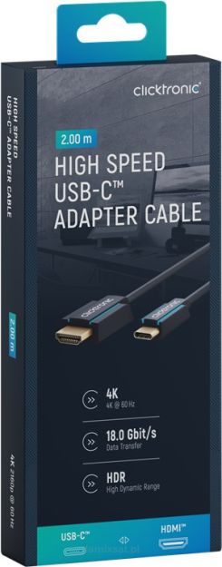 CLICKTRONIC Kabel USB-C - HDMI 2.0 4K 60Hz 2m