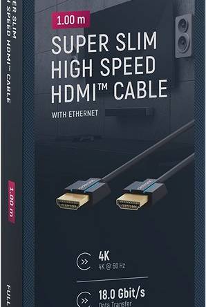 CLICKTRONIC Kabel HDMI 2.0 4K 60Hz Super Slim 1m
