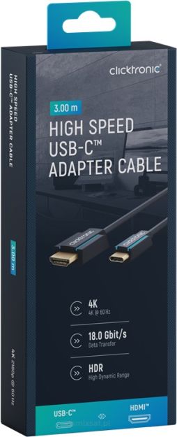 CLICKTRONIC Kabel USB-C - HDMI 2.0 4K 60Hz 3m