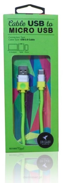 Kabel USB - microUSB 2.0 ORIGAMI 1m Zielony